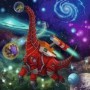 Puzzle dinozauri in spatiu 3x49 piese